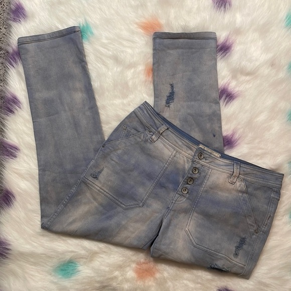 Free People Jeans Free People Distressed Tie Dye Jeans Button Fly‎ size 4 - Picture 1 of 9